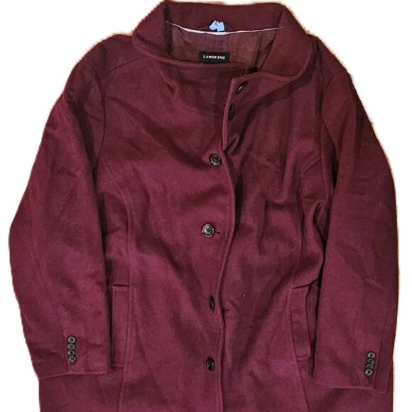 26W Land End Wool Blend Red Winter Dress Coat - Picture 1 of 5